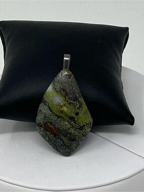 Dragon’s Blood Jasper Cabochon with a Gunmetal Bail - 2”H x 1-7/8”W